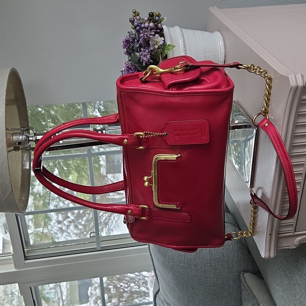 COACH Bleecker Street Limited Ed. Cranberry Barrett 65th Anniversary Leather Bag - Picture 12 of 17